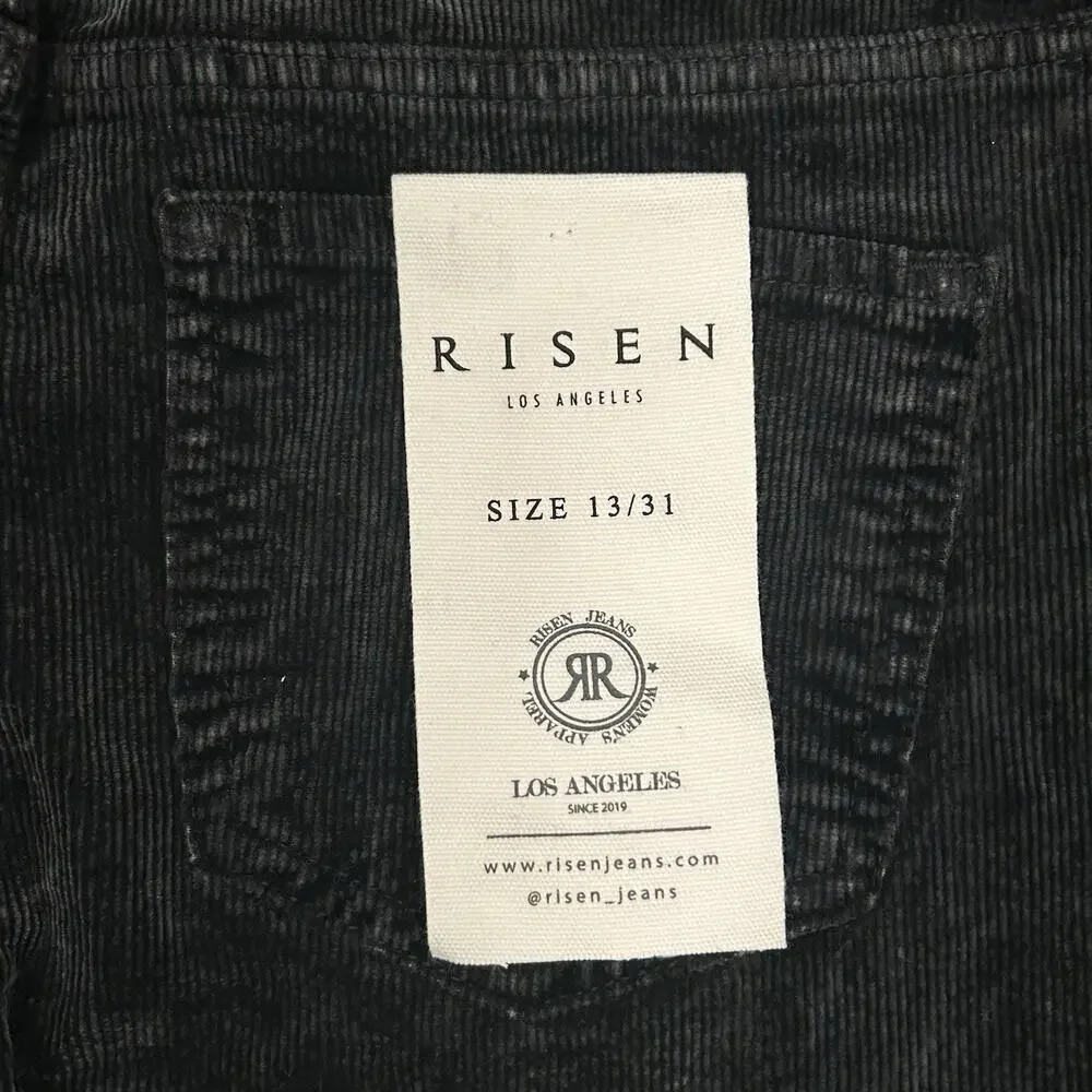 NWT Risen Mid-Rise Tummy Control Straight Leg Corduroy Pants Womens 13/31 Black
